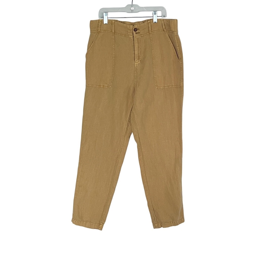 C&C California Linen Blend Pants Womens Mustard Yellow High Rise Jogger Medium‎